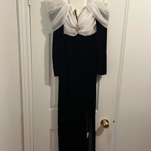 Elegant Black and White Evening Gown